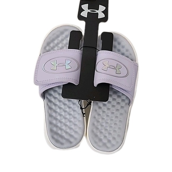 Under Armour Ignite Pro Sandals Slides Purple/White Girl's 5 - Picture 1 of 4